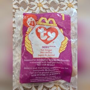 Vintage 1998 McDonalds Happy Meal Toy Ty Beanie Baby DOBY the PUPPY DOG